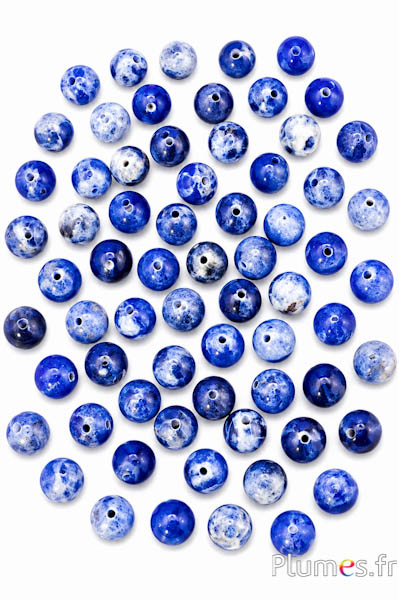 Natursteinperlen - Ø 5 mm - blau-weiß